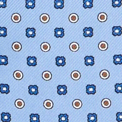 E.Marinella CRAVATTA ASCOT IN SETA AZZURRA Microfantasia fiore Online
