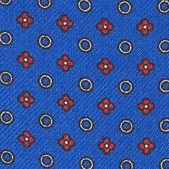 E.Marinella CRAVATTA ASCOT IN SETA BLUETTE Microfantasia fiore New