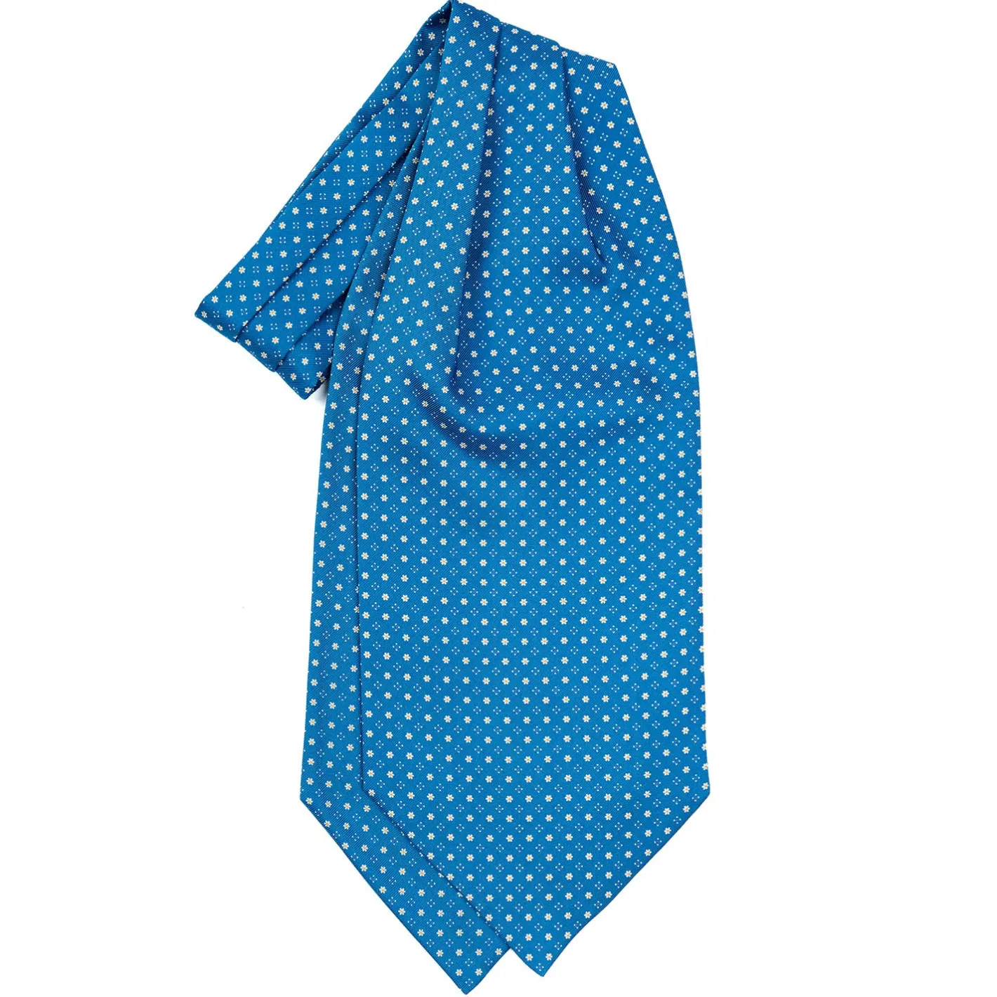 E.Marinella CRAVATTA ASCOT IN SETA BLU MEDIO Microfantasia fiore Discount
