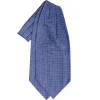 E.Marinella CRAVATTA ASCOT IN SETA BLU Microfantasia fiore Discount