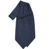 E.Marinella CRAVATTA ASCOT IN SETA BLU SCURO Microfantasia fiore Outlet