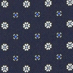 E.Marinella CRAVATTA ASCOT IN SETA BLU SCURO Microfantasia fiore New