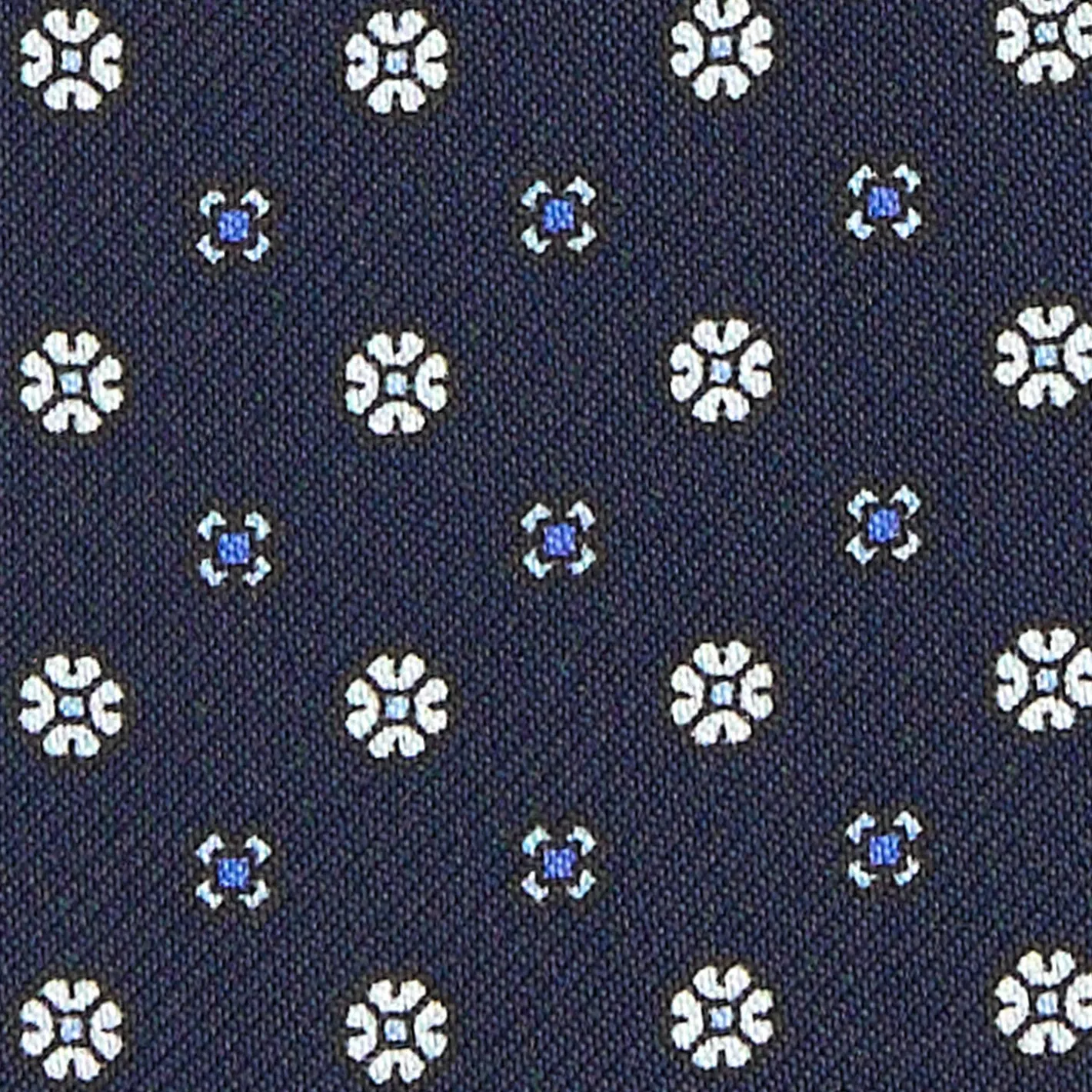 E.Marinella CRAVATTA ASCOT IN SETA BLU SCURO Microfantasia fiore New