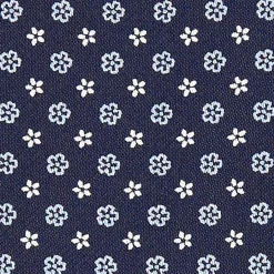 E.Marinella CRAVATTA ASCOT IN SETA BLU SCURO Microfantasia fiore Clearance