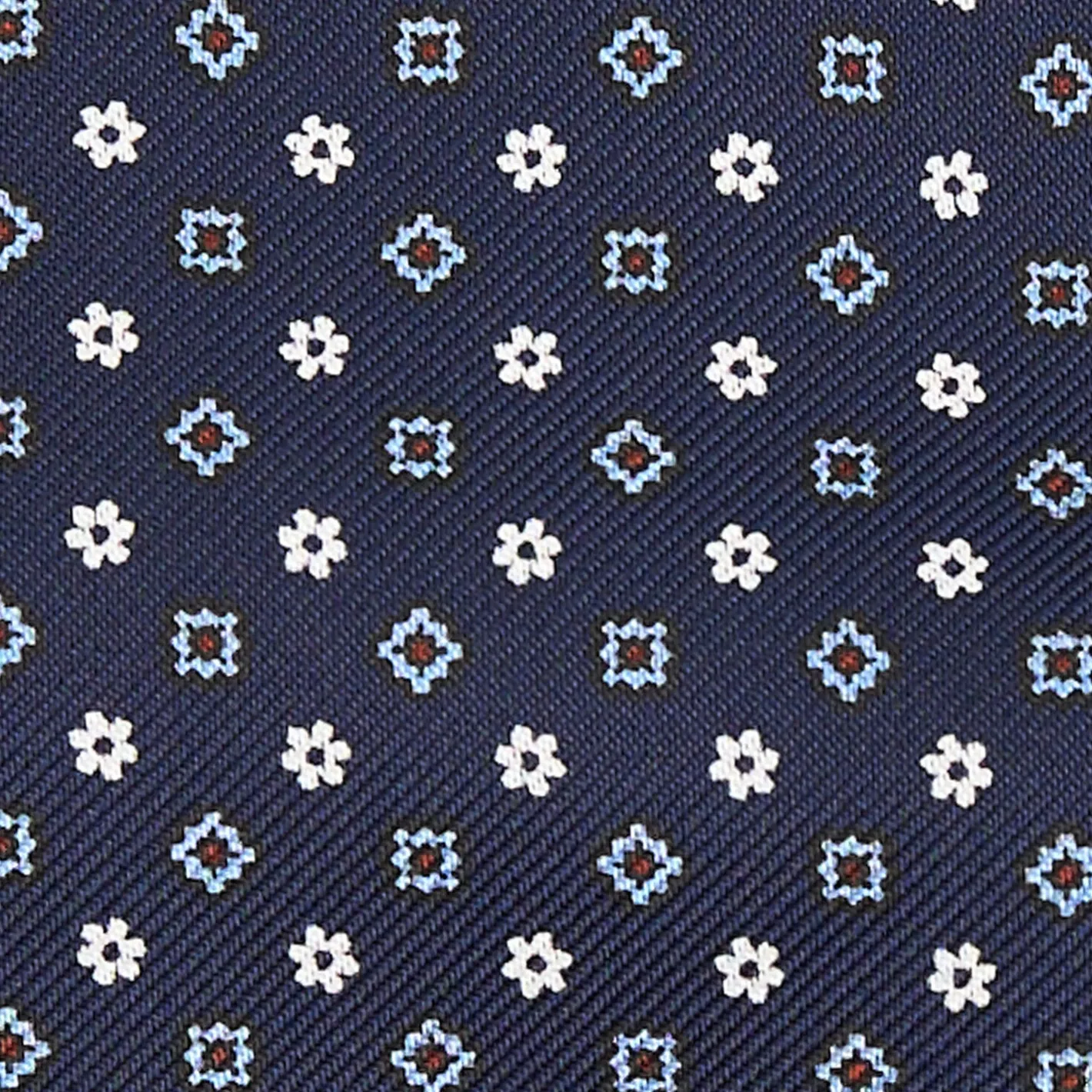 E.Marinella CRAVATTA ASCOT IN SETA BLU SCURO Microfantasia fiore Sale