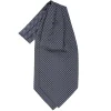 E.Marinella CRAVATTA ASCOT IN SETA BLU SCURO Microfantasia fiore Outlet