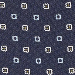 E.Marinella CRAVATTA ASCOT IN SETA BLU SCURO Microfantasia fiore Online