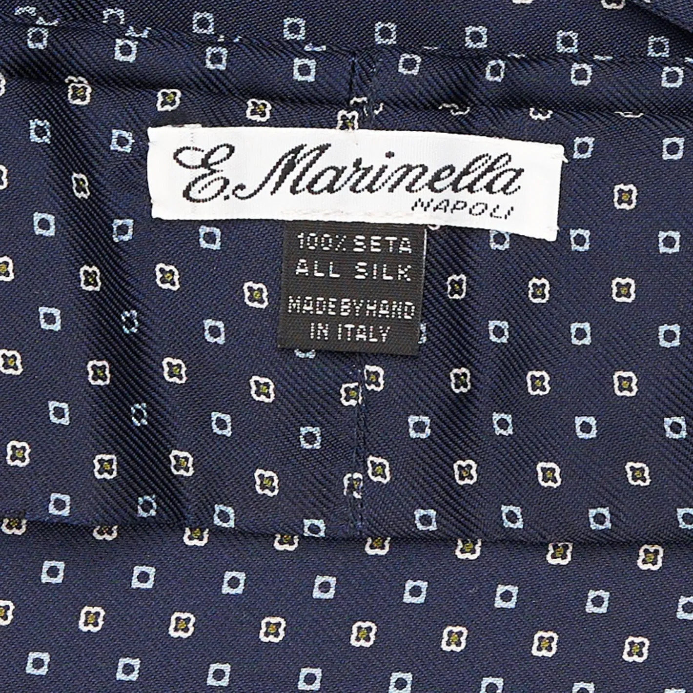 E.Marinella CRAVATTA ASCOT IN SETA BLU SCURO Microfantasia fiore Online