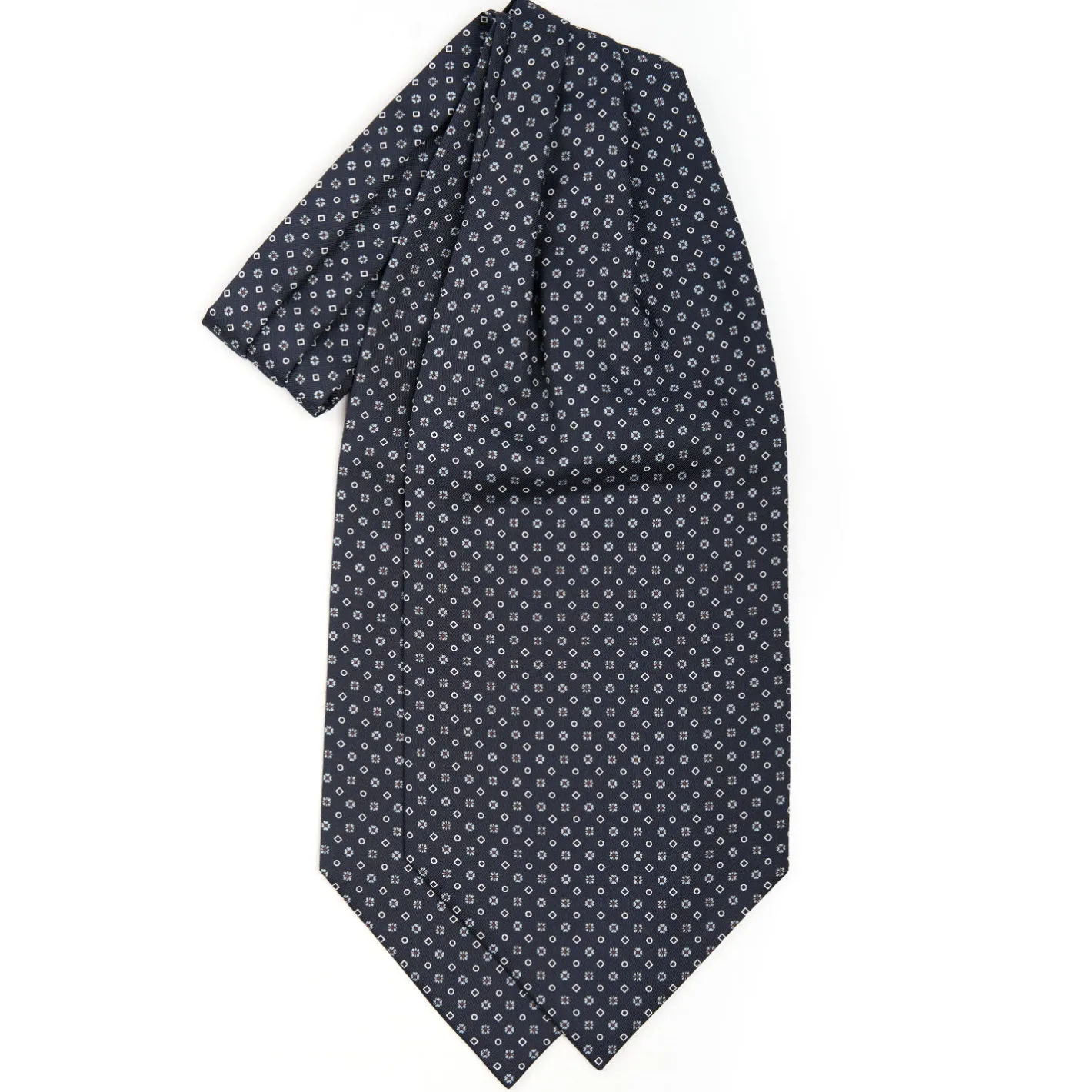 E.Marinella CRAVATTA ASCOT IN SETA BLU SCURO Microfantasia fiore Discount