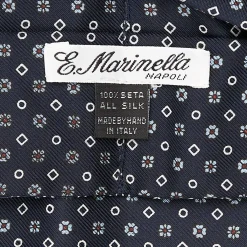E.Marinella CRAVATTA ASCOT IN SETA BLU SCURO Microfantasia fiore Discount