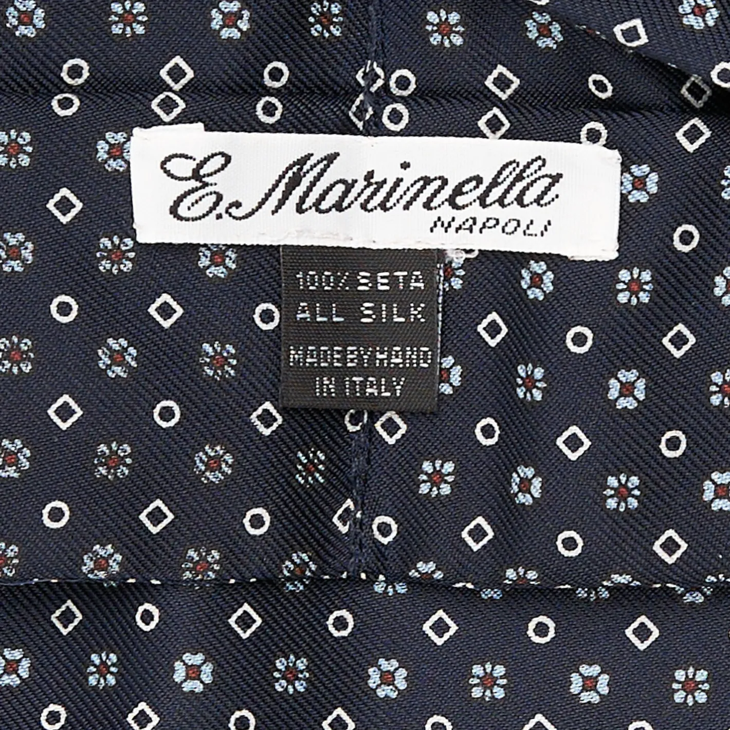 E.Marinella CRAVATTA ASCOT IN SETA BLU SCURO Microfantasia fiore Discount