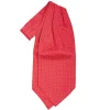 E.Marinella CRAVATTA ASCOT IN SETA ROSSO Microfantasia fiore Outlet