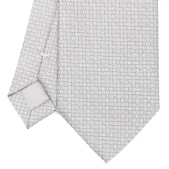 E.Marinella CRAVATTA CERIMONIA IN SETA JACQUARD GRIGIO CHIARO Microfantasia geometrica Best