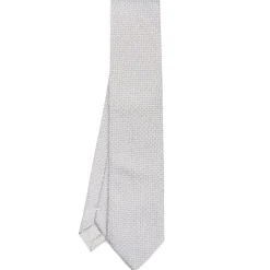 E.Marinella CRAVATTA CERIMONIA IN SETA JACQUARD GRIGIO CHIARO Microfantasia geometrica Best