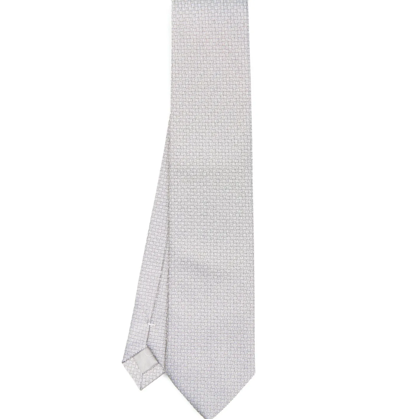 E.Marinella CRAVATTA CERIMONIA IN SETA JACQUARD GRIGIO CHIARO Microfantasia geometrica Best
