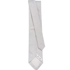 E.Marinella CRAVATTA CERIMONIA IN SETA JACQUARD GRIGIO CHIARO Microfantasia geometrica Best