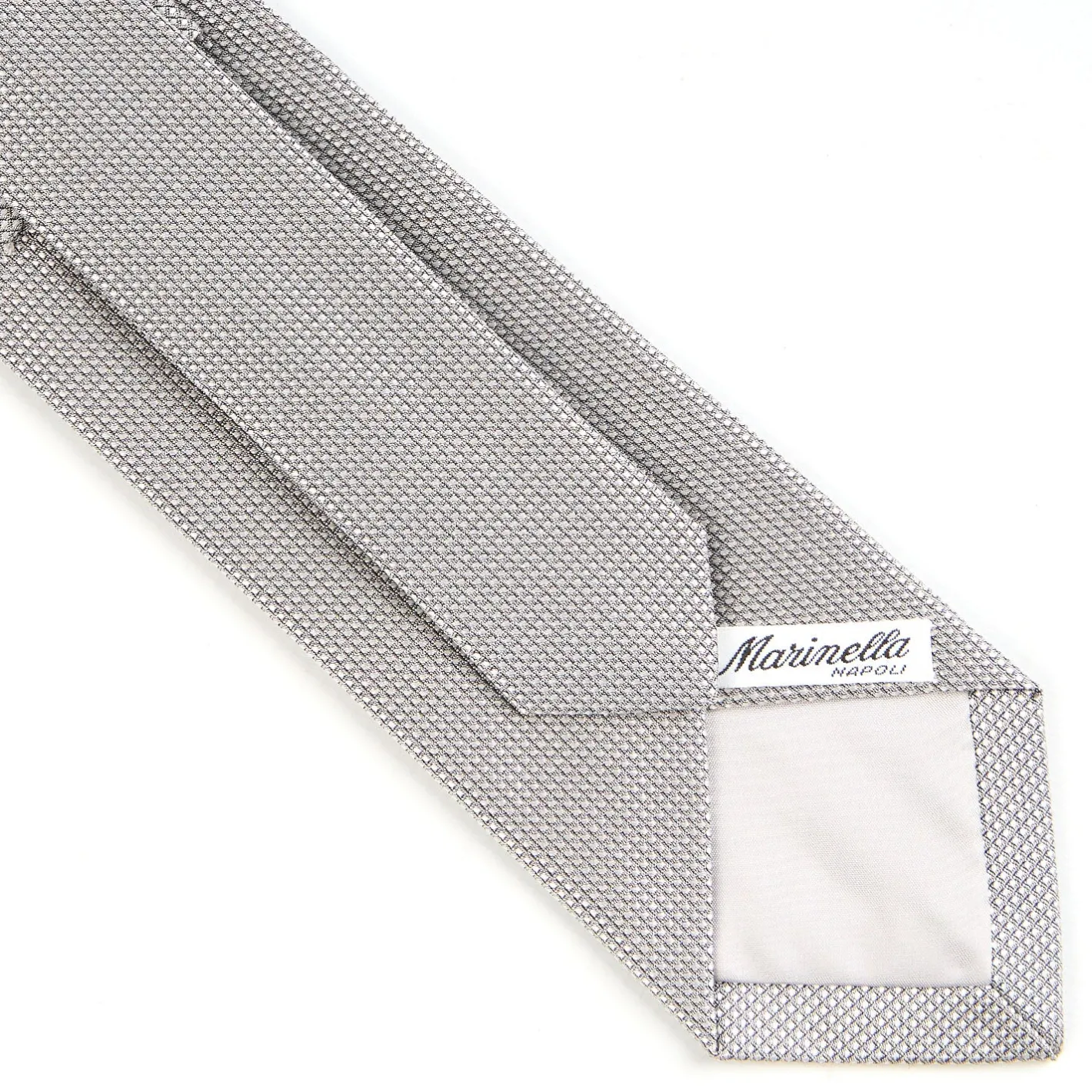 E.Marinella CRAVATTA CERIMONIA IN SETA JACQUARD GRIGIO CHIARO Microfantasia geometrica Clearance