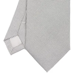 E.Marinella CRAVATTA CERIMONIA IN SETA JACQUARD GRIGIO CHIARO Microfantasia geometrica Sale