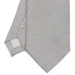 E.Marinella CRAVATTA CERIMONIA IN SETA JACQUARD GRIGIO CHIARO Microfantasia geometrica Hot