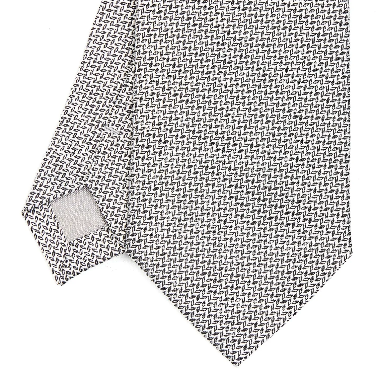 E.Marinella CRAVATTA CERIMONIA IN SETA JACQUARD GRIGIO CHIARO Microfantasia geometrica Hot