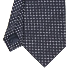 E.Marinella CRAVATTA CERIMONIA IN SETA JACQUARD BLU SCURO Microfanatsia geometrica Discount