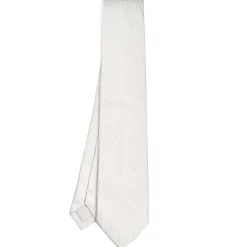 E.Marinella CRAVATTA CERIMONIA IN SETA JACQUARD GRIGIO CHIARO Microfantasia geometrica Best