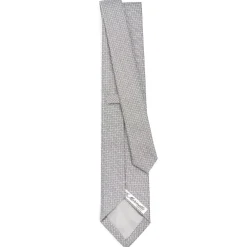 E.Marinella CRAVATTA CERIMONIA IN SETA JACQUARD GRIGIO CHIARO Microfantasia geometrica Hot