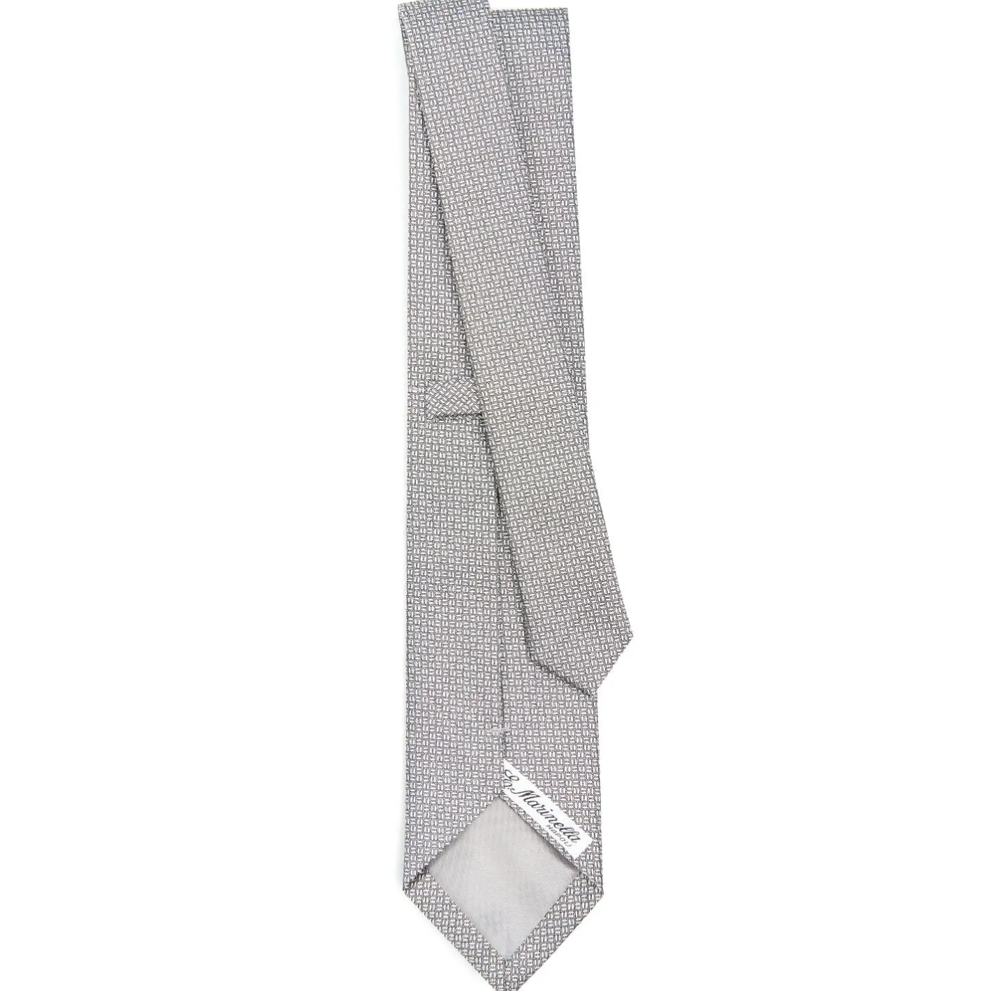 E.Marinella CRAVATTA CERIMONIA IN SETA JACQUARD GRIGIO CHIARO Microfantasia geometrica Hot