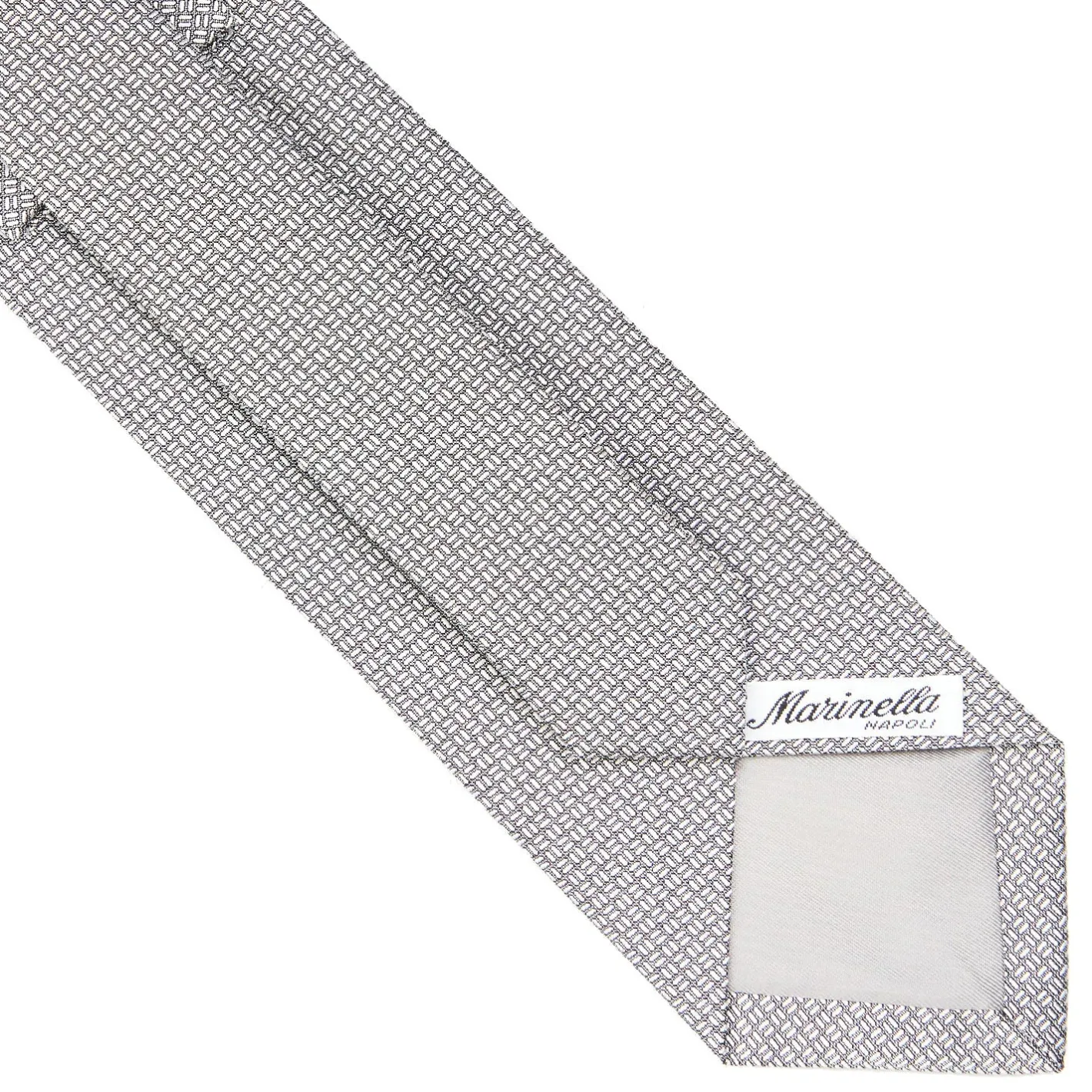 E.Marinella CRAVATTA CERIMONIA IN SETA JACQUARD GRIGIO CHIARO Microfantasia geometrica Hot