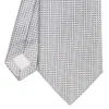 E.Marinella CRAVATTA CERIMONIA IN SETA JACQUARD GRIGIO CHIARO Microfantasia geometrica Outlet