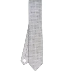 E.Marinella CRAVATTA CERIMONIA IN SETA JACQUARD GRIGIO CHIARO Microfantasia geometrica Outlet