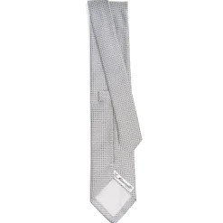 E.Marinella CRAVATTA CERIMONIA IN SETA JACQUARD GRIGIO CHIARO Microfantasia geometrica Outlet