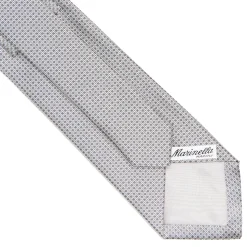 E.Marinella CRAVATTA CERIMONIA IN SETA JACQUARD GRIGIO CHIARO Microfantasia geometrica Outlet
