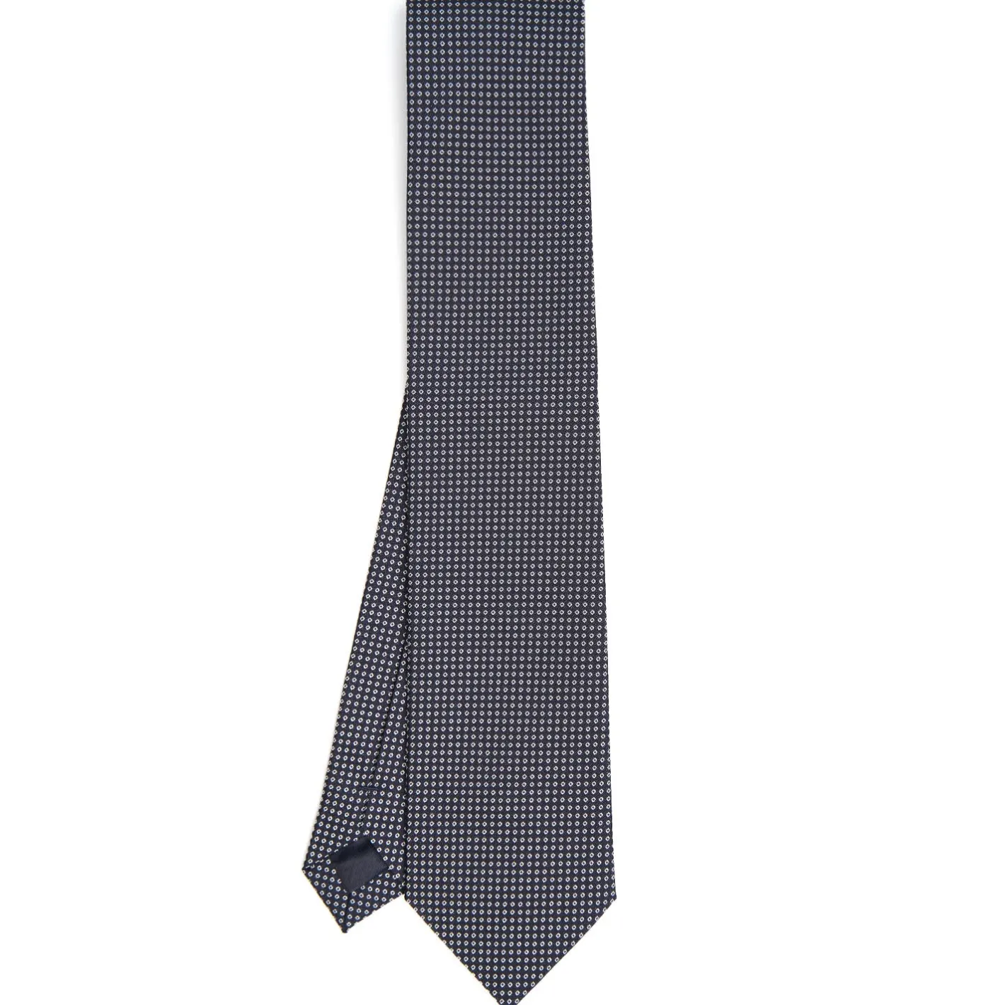 E.Marinella CRAVATTA CERIMONIA IN SETA JACQUARD BLU SCURO Microfantasia geometrica Discount