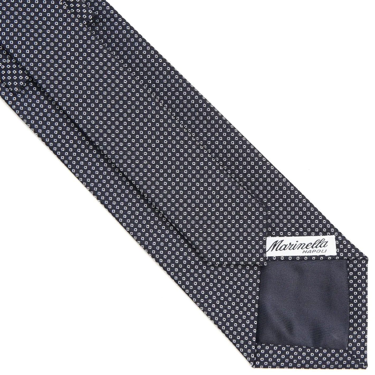 E.Marinella CRAVATTA CERIMONIA IN SETA JACQUARD BLU SCURO Microfantasia geometrica Discount