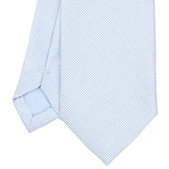 E.Marinella CRAVATTA CERIMONIA IN SETA JACQUARD AZZURRA Microfantasia geometrica Discount