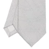 E.Marinella CRAVATTA CERIMONIA IN SETA JACQUARD GRIGIO CHIARO Microfantasia geometrica Discount