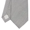 E.Marinella CRAVATTA CERIMONIA IN SETA JACQUARD GRIGIO CHIARO Microfantasia geometrica