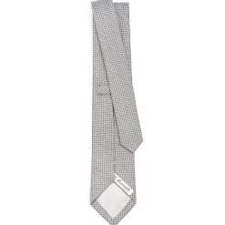 E.Marinella CRAVATTA CERIMONIA IN SETA JACQUARD GRIGIO CHIARO Microfantasia geometrica