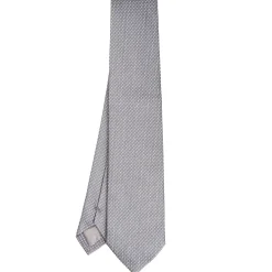 E.Marinella CRAVATTA CERIMONIA IN SETA JACQUARD GRIGIO SCURO Microfantasia geometrica Hot