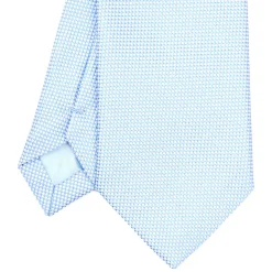 E.Marinella CRAVATTA CERIMONIA IN SETA JACQUARD AZZURRA Microfantasia geometrica Discount
