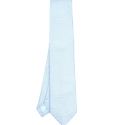 E.Marinella CRAVATTA CERIMONIA IN SETA JACQUARD AZZURRA Microfantasia geometrica Discount
