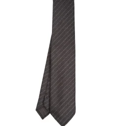 E.Marinella CRAVATTA CLASSICA DONNA IN LANA SFODERATA GRIGIO SCURO Rigata Sale