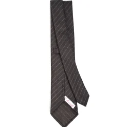 E.Marinella CRAVATTA CLASSICA DONNA IN LANA SFODERATA GRIGIO SCURO Rigata Sale