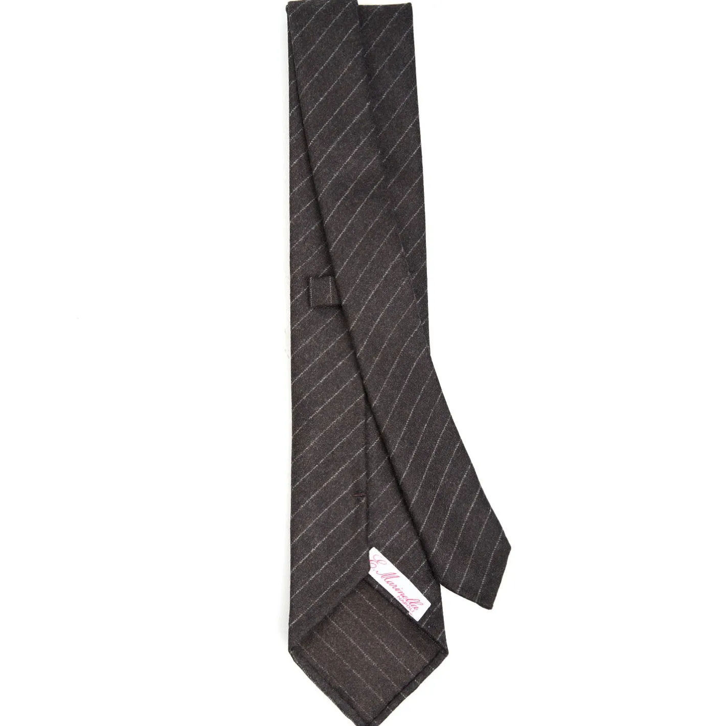 E.Marinella CRAVATTA CLASSICA DONNA IN LANA SFODERATA GRIGIO SCURO Rigata Sale