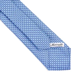 E.Marinella CRAVATTA CLASSICA IN SETA AZZURRO Microfantasia m geometrica