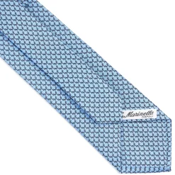 E.Marinella CRAVATTA CLASSICA IN SETA AZZURRO Microfantasia m geometrica Outlet