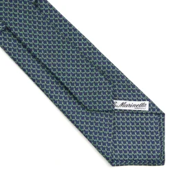 E.Marinella CRAVATTA CLASSICA IN SETA BLU SCURO Microfantasia m geometrica Clearance