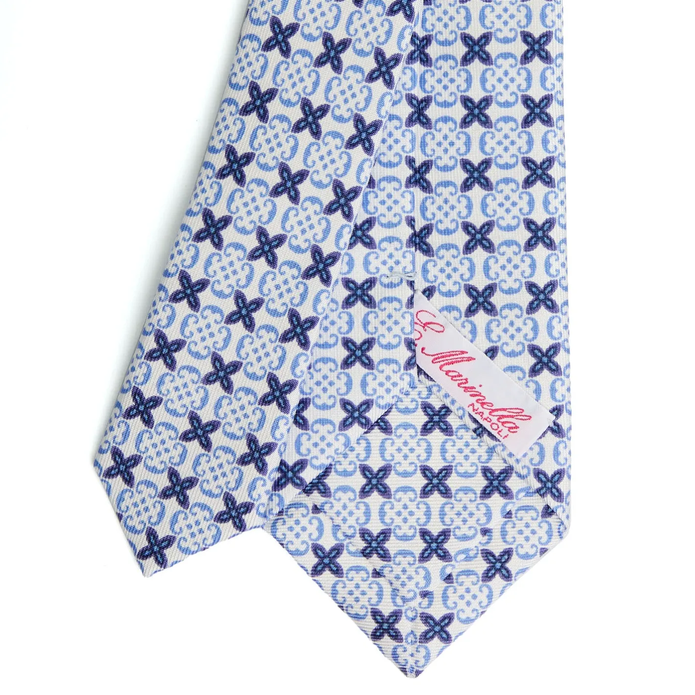 E.Marinella CRAVATTA DONNA CLASSICA IN SETA STAMPATA AZZURRA Microfantasia inspirazione foulard Clearance