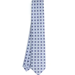 E.Marinella CRAVATTA DONNA CLASSICA IN SETA STAMPATA AZZURRA Microfantasia inspirazione foulard Clearance